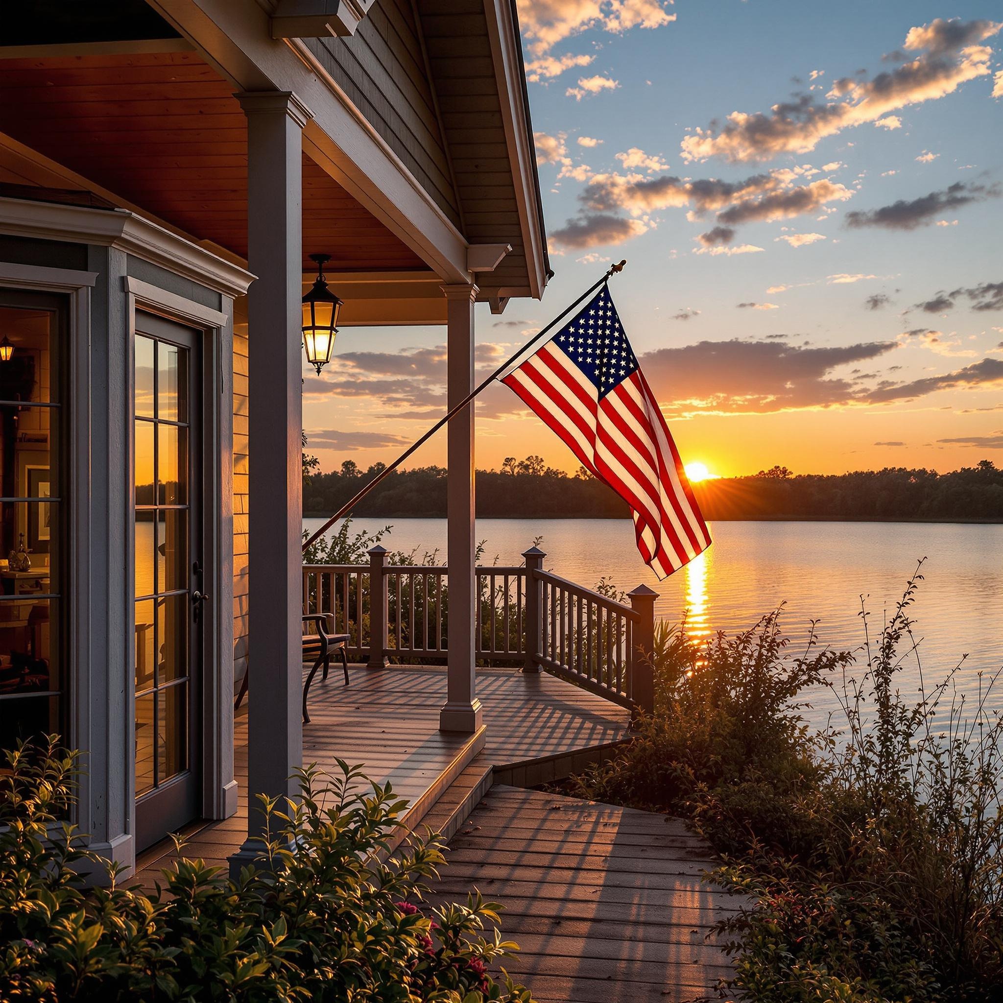 Lakefront home at sunset on a South Carolina lake